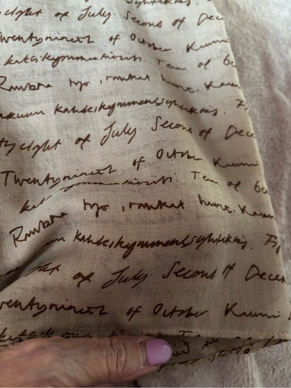 Script Print Beige Scarf - Picture 4 of 4
